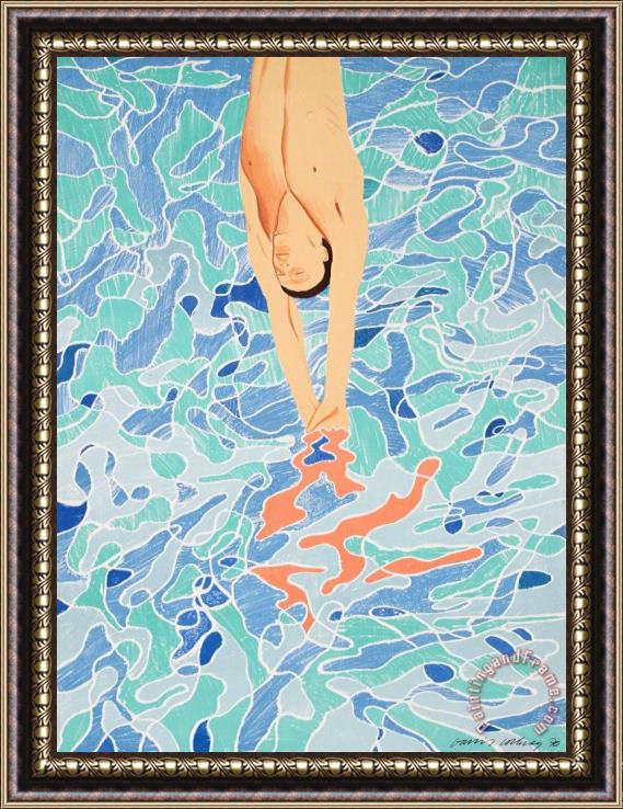David Hockney Olympische Spiele Muenchen 1972 (diver), 1972 Framed Painting