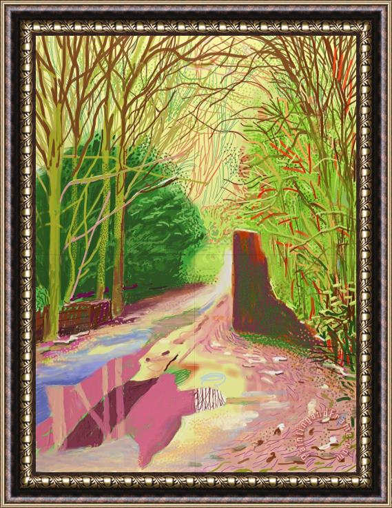 David Hockney The Arrival of Spring in Woldgate, East Yorkshire in 2011, 2011 Framed Painting