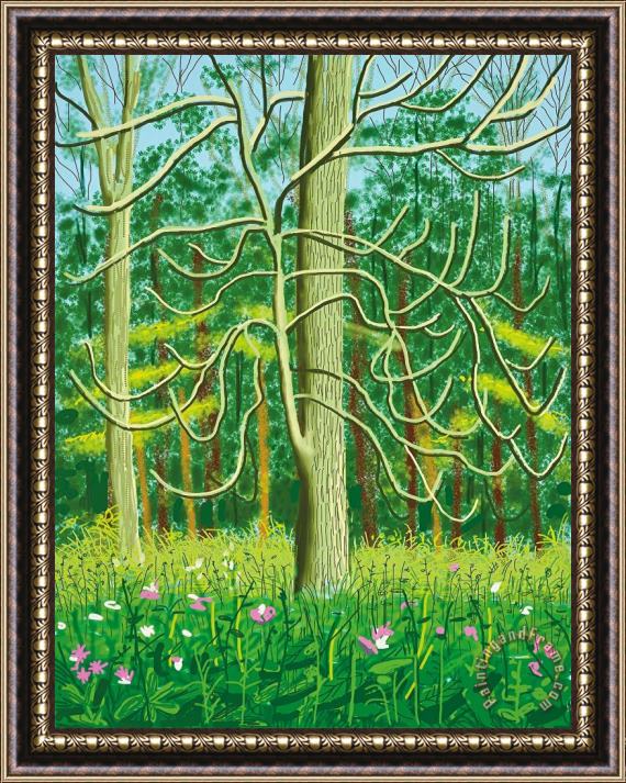 David Hockney The Arrival of Spring in Woldgate, East Yorkshire in 2011 4 May, 2011 Framed Painting