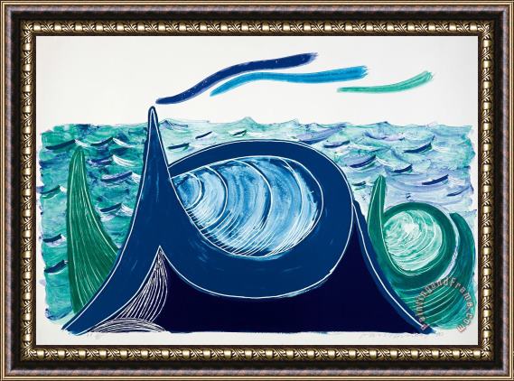 David Hockney The Wave, a Lithograph, 1990 Framed Painting