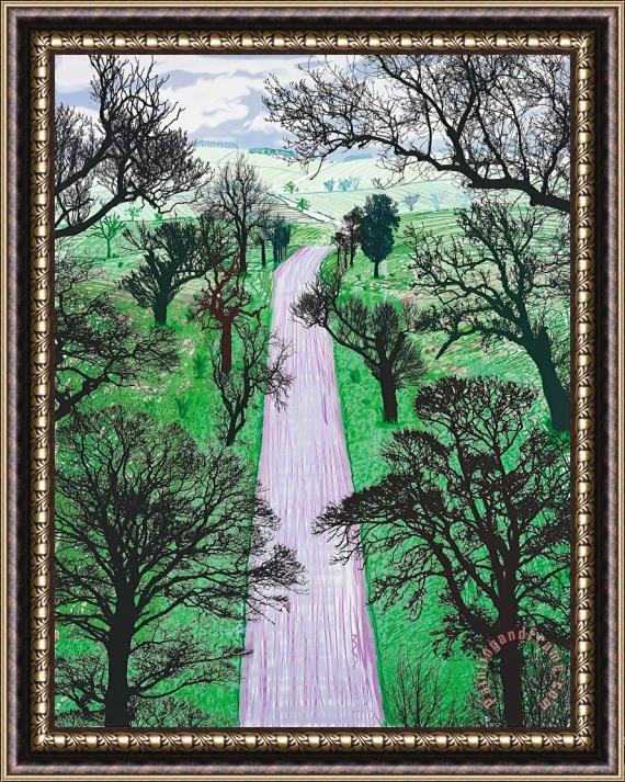 David Hockney Winter Road Near Kilham, 2008 Framed Painting