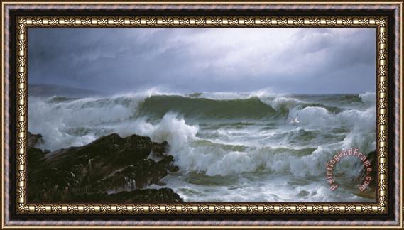 David James Rough Sea Framed Painting