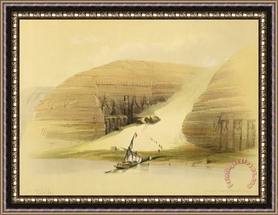 David Roberts Excavated Temple Of Abu Simbel Framed Painting