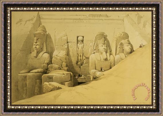 David Roberts Front Elevation Of The Great Temple Of Aboo Simbel Framed Painting