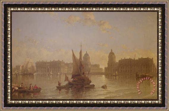 David Roberts Shipping on the Thames at Greenwich Framed Painting