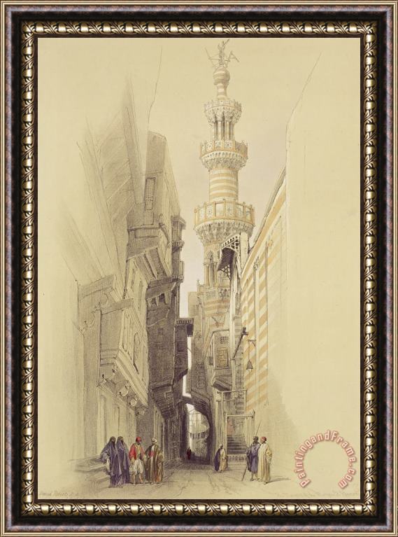 David Roberts The Minaret Of The Mosque Of El Rhamree Framed Painting