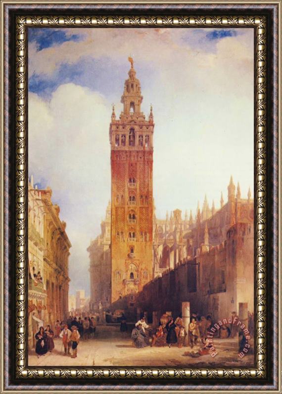 David Roberts The Moorish Tower at Seville, Called The Giralda Framed Painting