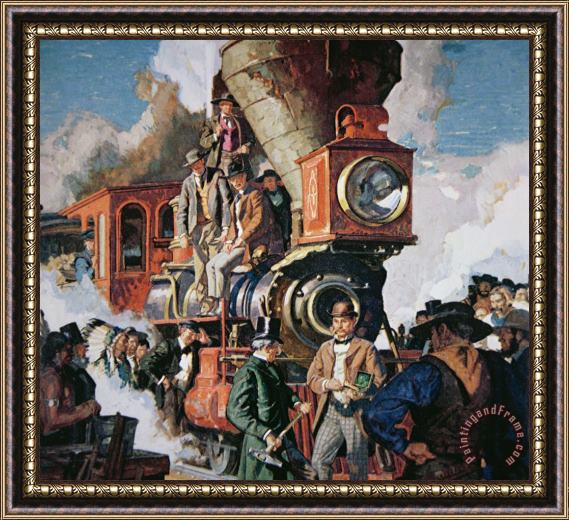 Dean Cornwall The Ceremony of the Golden Spike on 10th May Framed Print