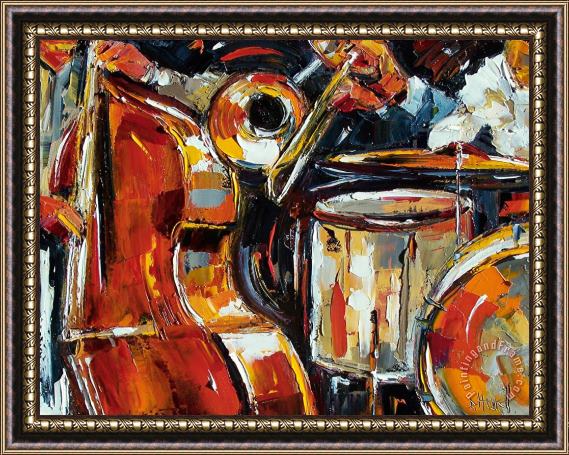 Debra Hurd Bone Bass and Drums Framed Painting