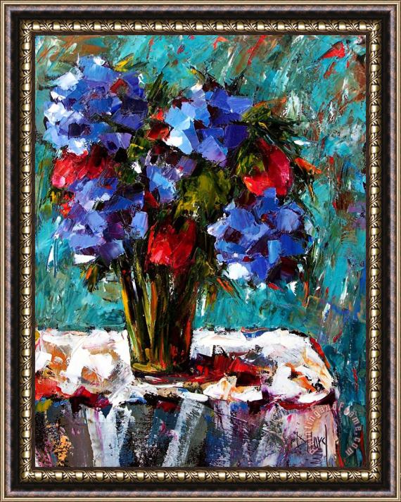 Debra Hurd Red And Blue Framed Painting