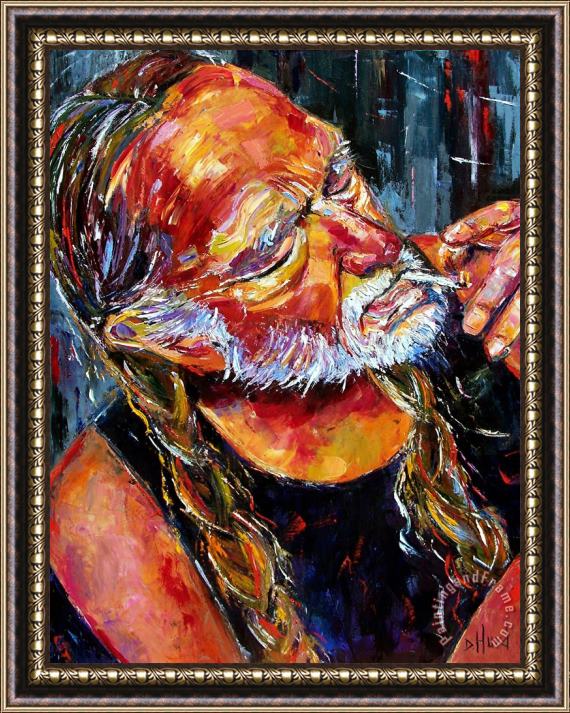 Debra Hurd Willie Nelson Booger Red Framed Painting