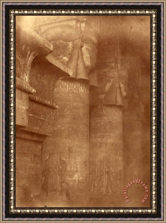 Despoineta (close Up of The Pillars And Capitals of The Temple of Denderah) Framed Painting