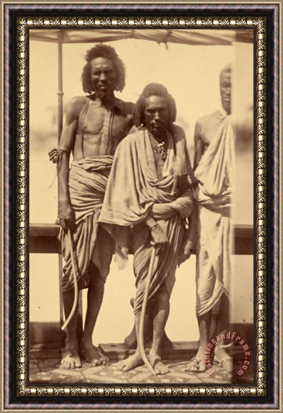 Despoineta (portrait of Three Native Men Standing on a Boat) Framed Painting
