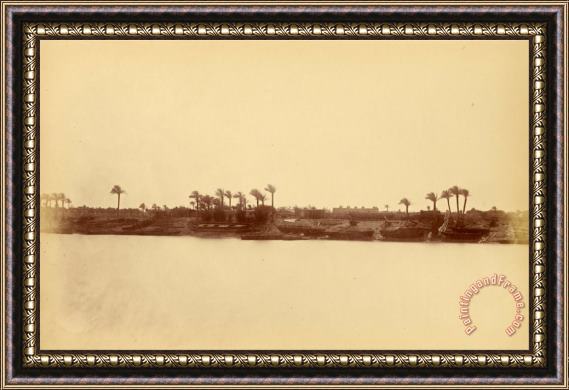 Despoineta Banks of The Nile with Palm Trees And Boats 3 Framed Painting