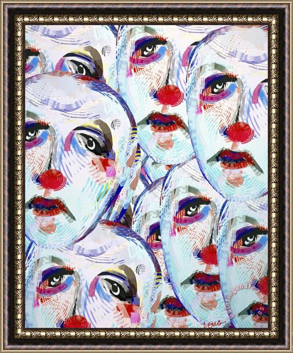 Diana Ong Clowns Framed Painting