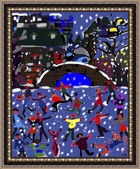 Diana Ong Ice Skaters I Framed Painting