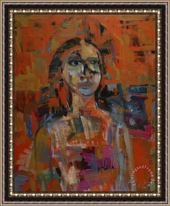 Diana Ong Portrait in Orange Framed Painting