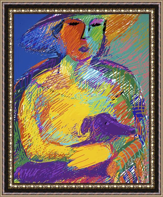 Diana Ong Woman with a Dog Framed Painting