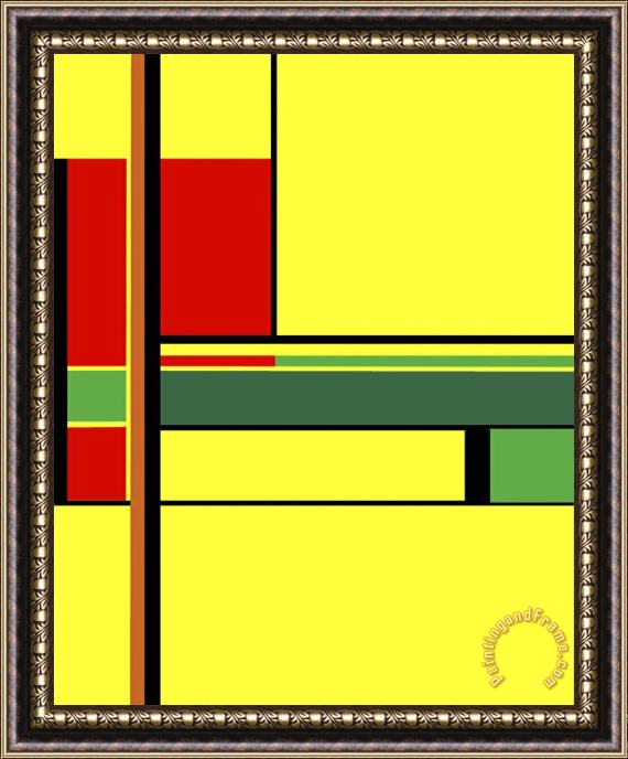 Diana Ong Yellow Rectangles Framed Painting