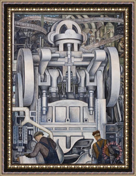 Diego Rivera Detroit Industry Murals Production of Automotive Exterior And Final Assembly, Detroit Industry South Wall Automotive Panel, Detail (fender Stamping Pr Framed Print