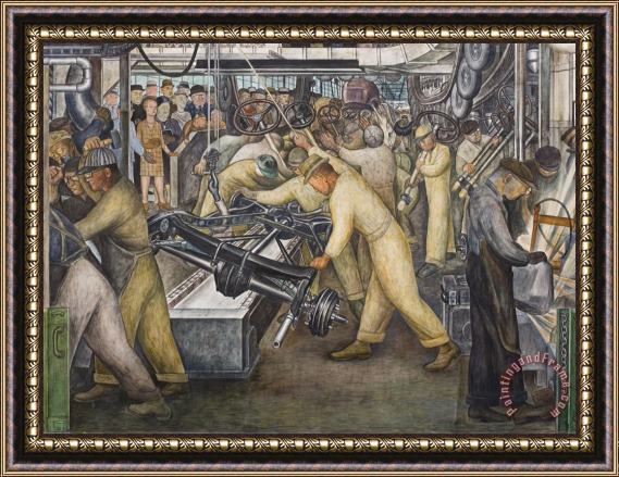 Diego Rivera Detroit Industry Murals Production of Automotive Exterior And Final Assembly, Detroit Industry South Wall Automotive Panel, Detail (final Assembly) Framed Print
