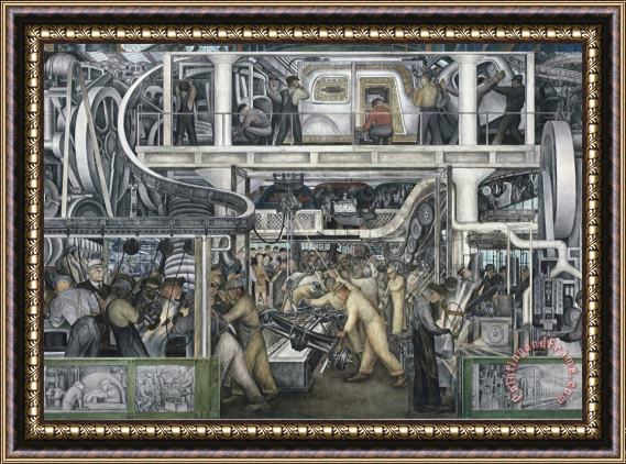 Diego Rivera Detroit Industry , South Wall (detail, Center Panel) Framed Painting