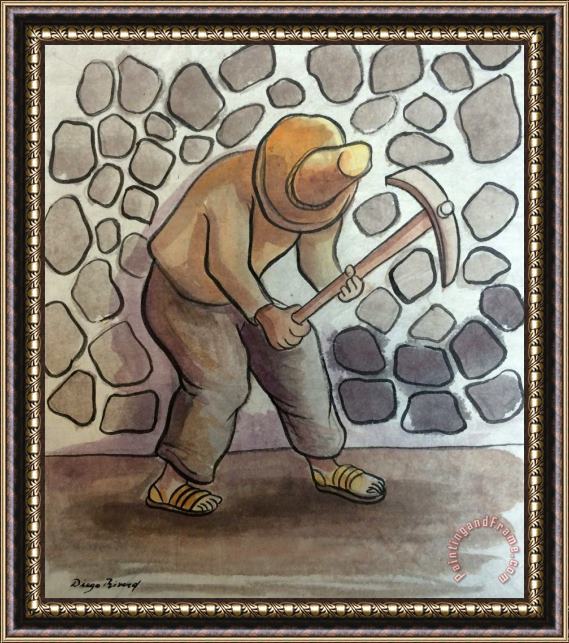Diego Rivera El Picapedrero Framed Painting
