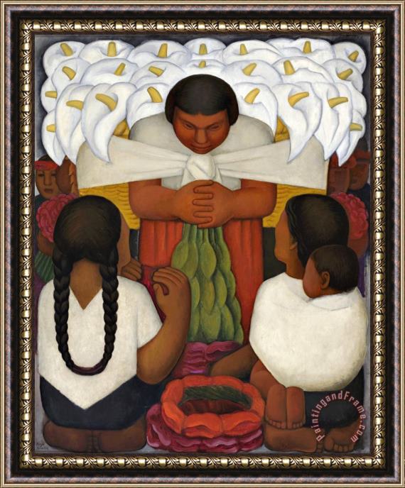 Diego Rivera Flower Day (dia De Flores) Framed Painting