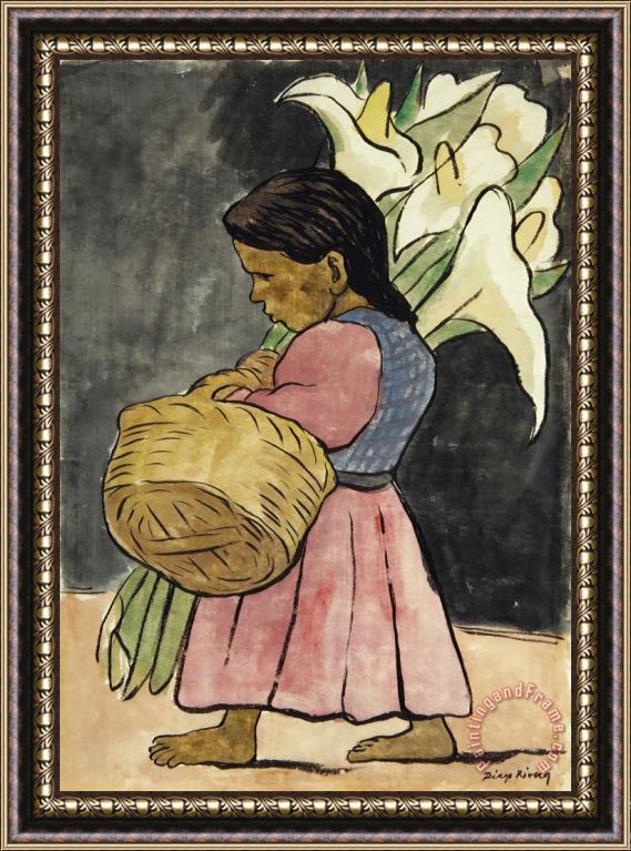 Diego Rivera Nina Con Alcatraces (also Known As Alcatraces), Circa 1936 Framed Painting