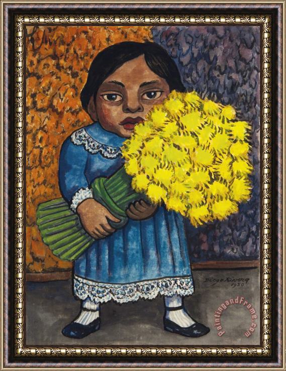 Diego Rivera Nina Con Flores Amarillas, 1950 Framed Print