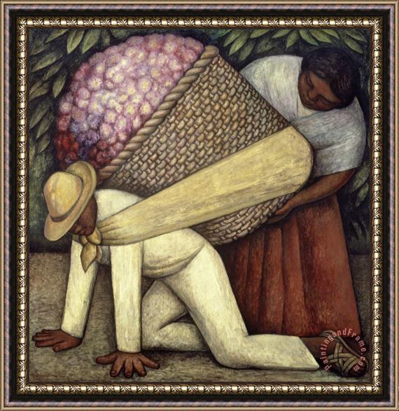 Diego Rivera The Flower Carrier, 1935 Framed Painting
