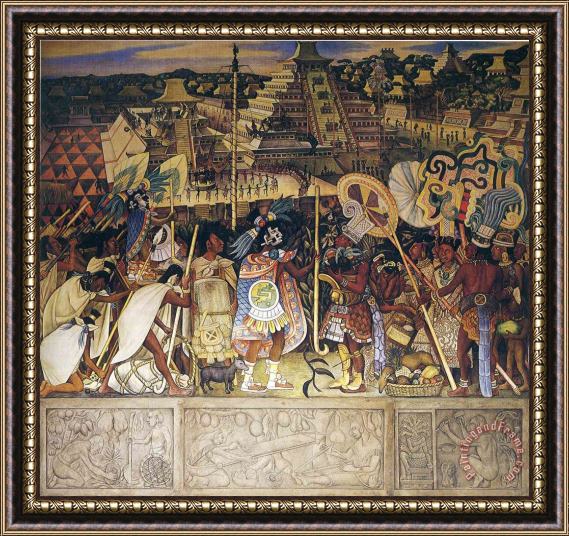 Diego Rivera Totonac Civilization 1950 Framed Painting