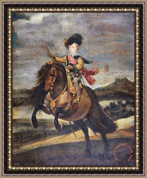 Diego Rodriguez de Silva y Velazquez The Infante Baltasar Carlos on Horseback Framed Painting