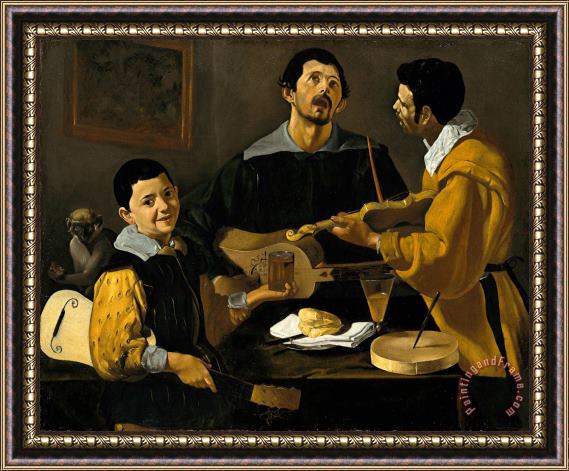 Diego Rodriguez de Silva y Velazquez The Three Musicians Framed Painting