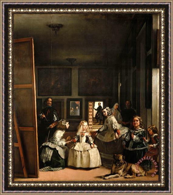 Diego Velazquez Las Meninas Detail of The Lower Half Depicting The Family of Philip Iv of Spain 1656 Framed Print