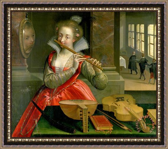 Dirk de Quade van Ravesteyn Allegory of Music (the Fluteplayer) Framed Painting