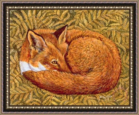 Ditz Cat Napping Framed Painting