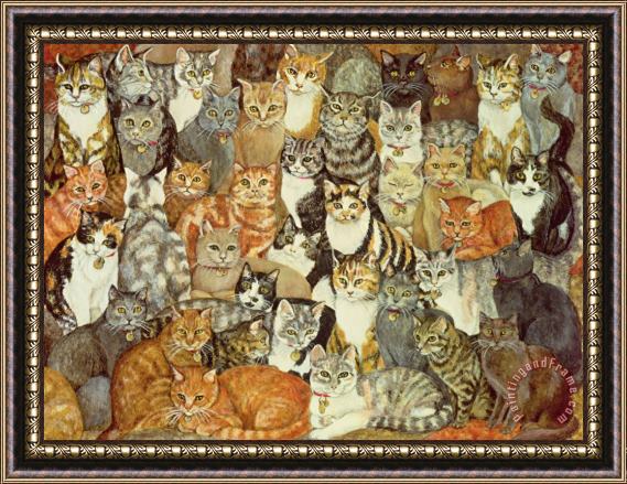 Ditz Cat Spread Framed Painting