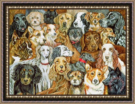 Ditz Dog Spread Framed Painting