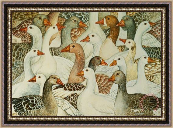 Ditz Patchwork Geese Framed Painting