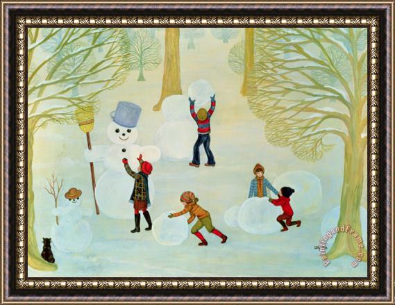 Ditz Snowmen Framed Painting