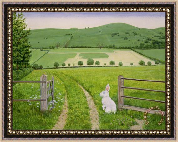 Ditz Spring Rabbit Framed Painting