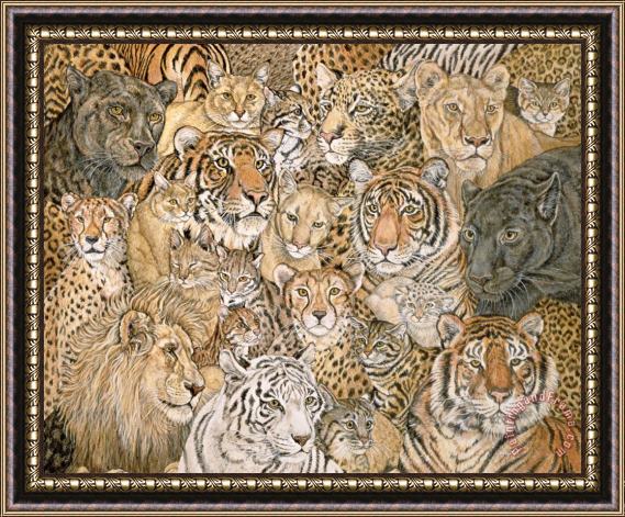 Ditz Wild Cat Spread Framed Painting
