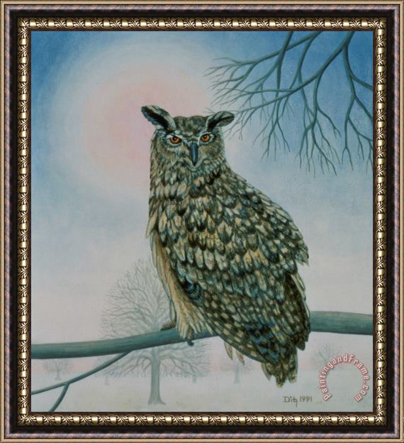 Ditz Winter Owl Framed Painting