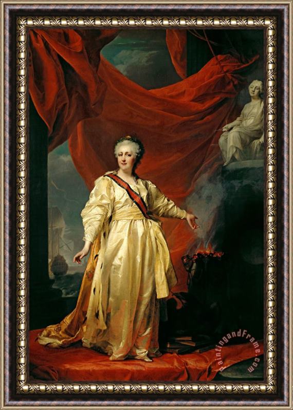 Dmitry Levitsky Portrait of Catherine II the Legislatress in the Temple Devoted to the Godess of Justice Framed Print