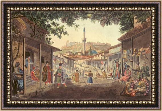 Dodwell Edward The Bazaar at Athens Framed Painting