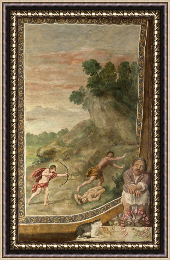 Domenichino And Assistants Apollo Killing The Cyclops Framed Painting