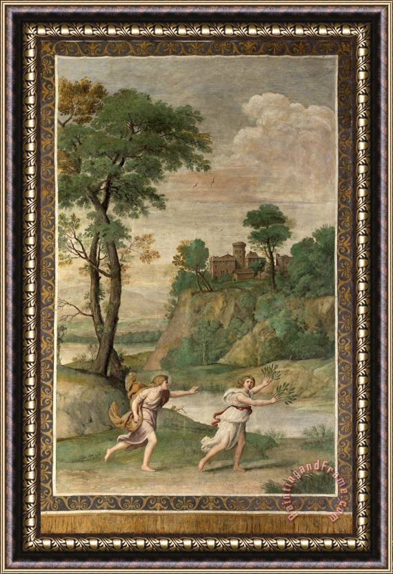 Domenichino And Assistants Apollo Pursuing Daphne Framed Painting