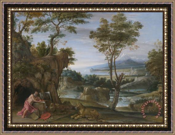 Domenichino Landscape with St Jerome Framed Painting