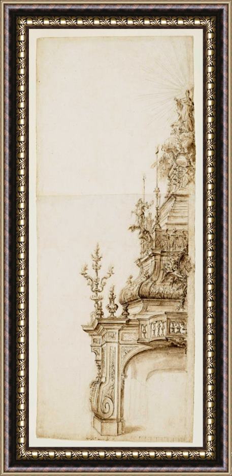 Domenico Antonio Vaccaro Design for a Festive Decoration in Honor of a Bishop Framed Painting